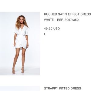 Zara Ruched Satin Effect Dress White